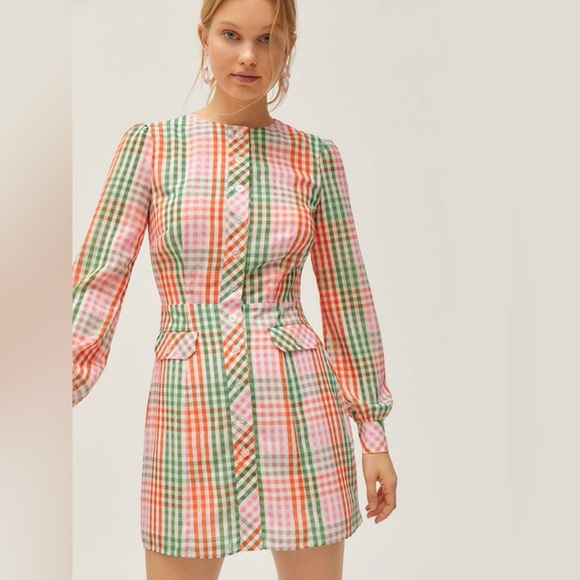 The East Order Dresses & Skirts - The East Order Romee Checkered Long-Sleeve Mini Dress